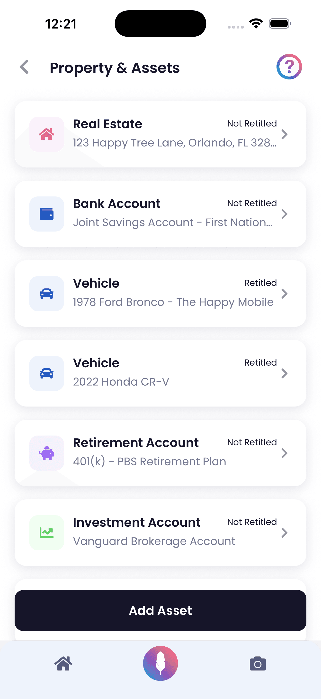 Family law property and assets tracking