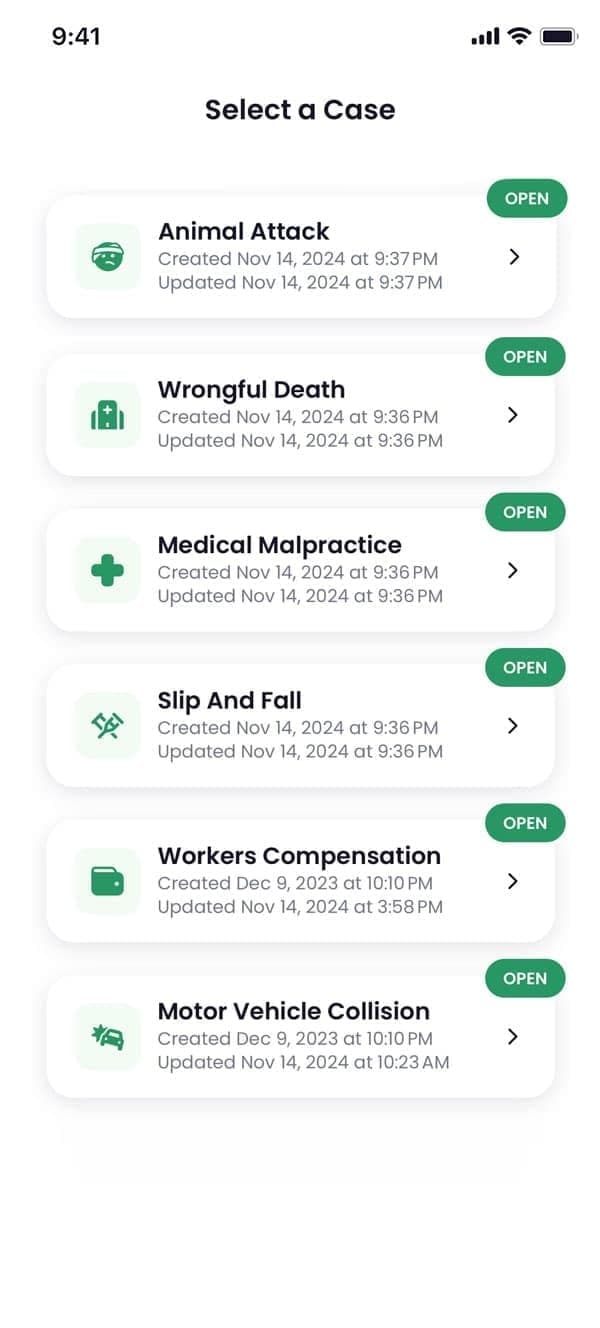 Case types in the Quilia app