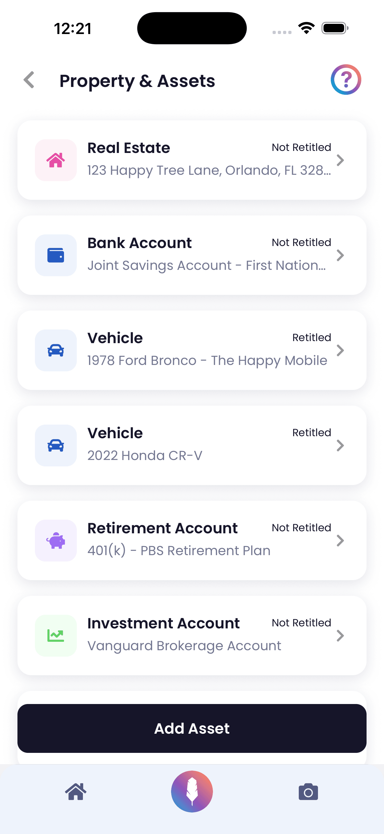 Family law property and assets tracking