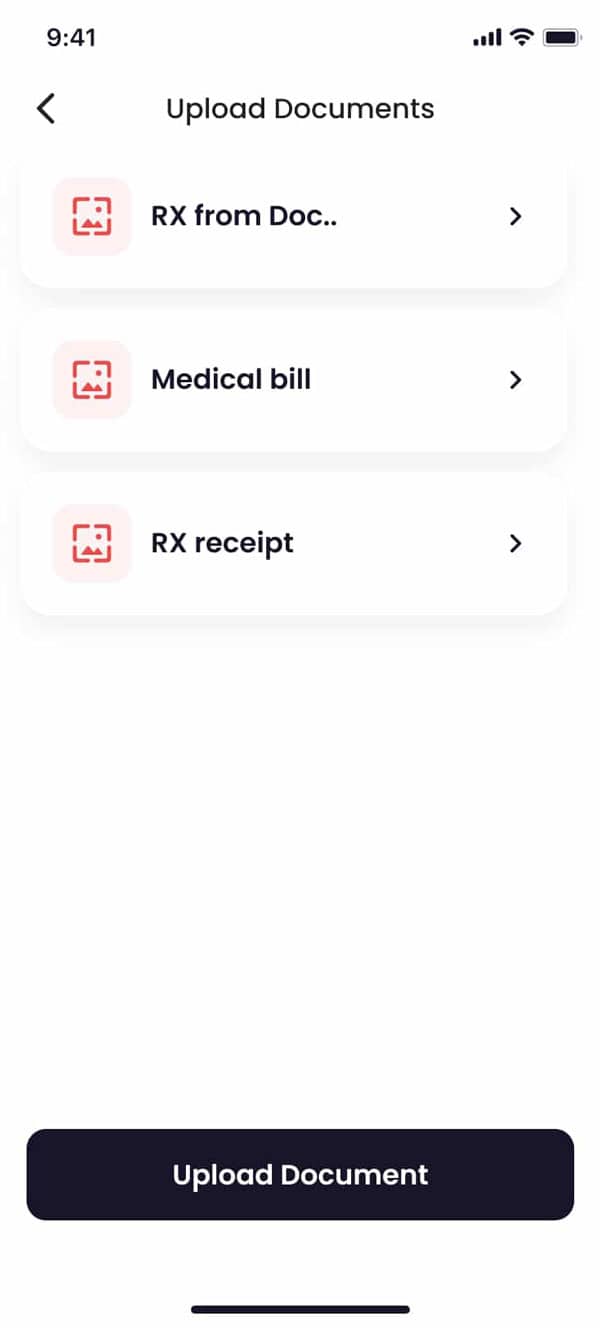 Document upload screen in Quilia client app