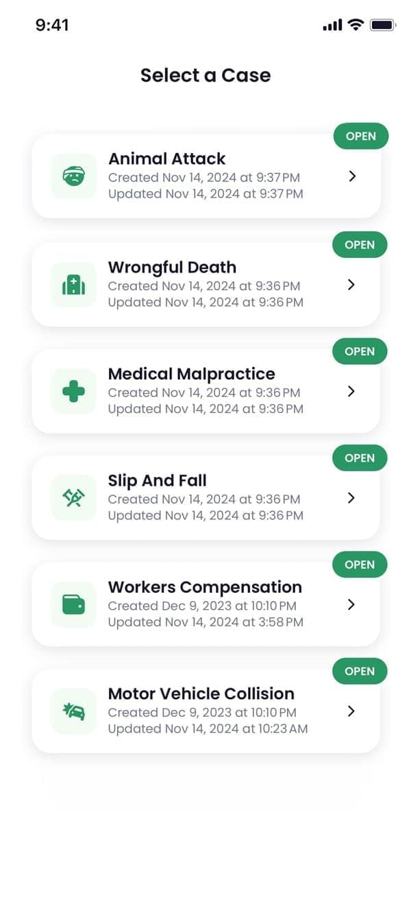 Case types in the Quilia app