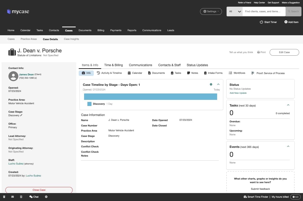 8am MyCase integration in the Quilia client app