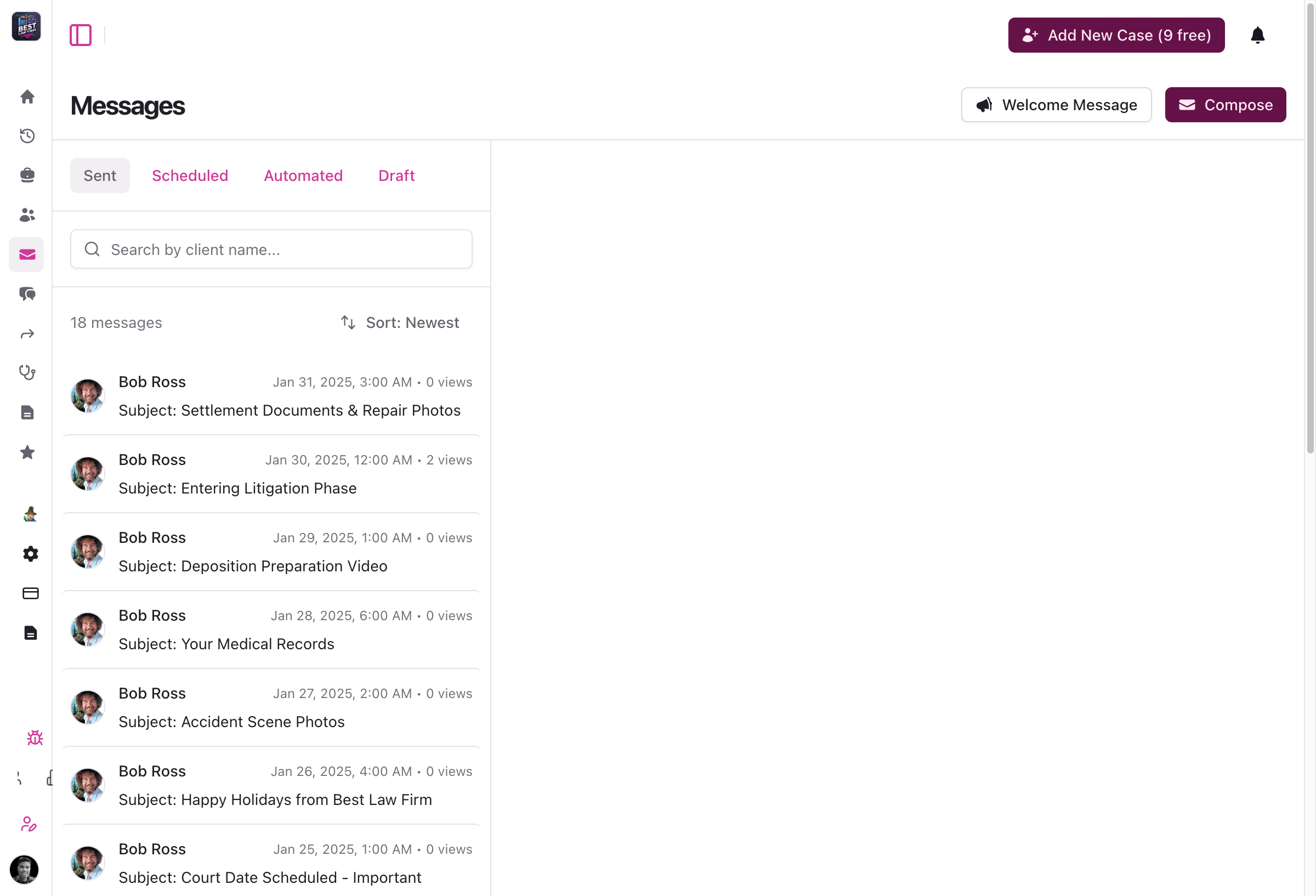 Redesigned messages list view